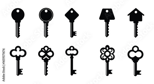 Collection of various keys in different shapes and designs
