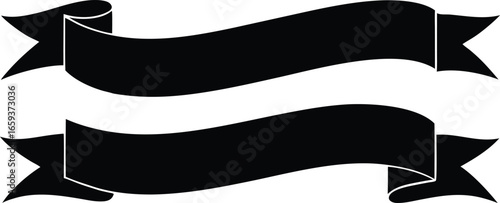 Ribbon Banners with Upward Curves Vector Silhouette