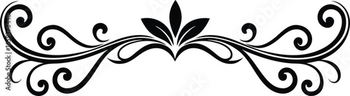 Vintage Flourish Divider Design Vector Silhouette