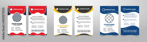 Professional ID card vector pack – colorful editable templates for employee, school, and membership identification.