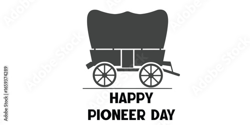 Happy Pioneer Day Covered Wagon Illustration Vector