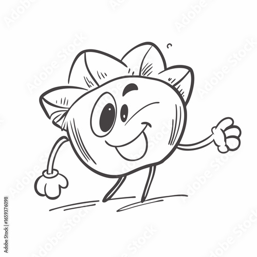 Whimsical Smiling Fruit Character Winking and Giving Thumbs Up, Perfect for Healthy Eating Campaigns, Kid-Friendly Illustrations, and Fun Educational Material Created from Vector Design