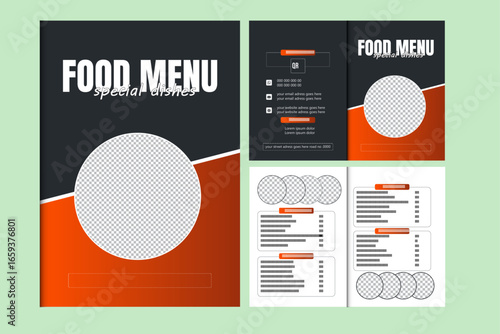 Elegant Food Menu Template, Restaurant cafe menu, template design, Set A4 menu editable vector format