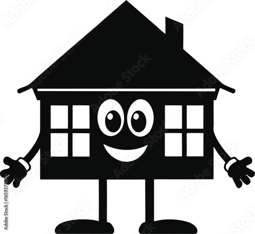 Beautiful home private exterior houses residence housing estate hand drawn sticker icon concept