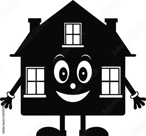 Beautiful home private exterior houses residence housing estate hand drawn sticker icon concept
