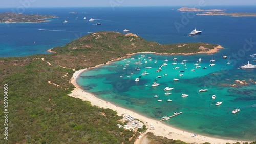 Wallpaper Mural A mesmerizing view of Sardinia’s crystal-clear waters, where elegant yachts rest beside sun-kissed beaches. Torontodigital.ca