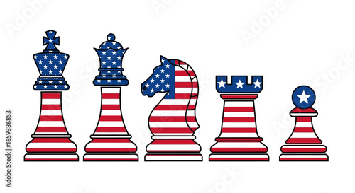 American Chess Pieces Symbolizing Strategy and National Identity