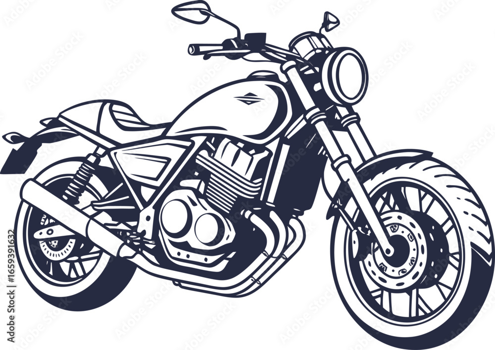 Naklejka premium Sleek Motorcycle Vector Silhouette – Isolated Background
