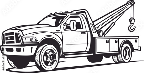 Pickup Tow Truck Vector Silhouette – Isolated Background