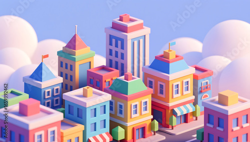 Urban architecture commercial construction travel destination landscape landmark illustration
