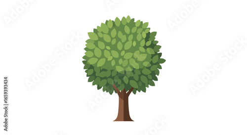 Stylized vector tree with dense foliage, suitable for environmental or nature related design projects showcasing simplicity and botanical elements