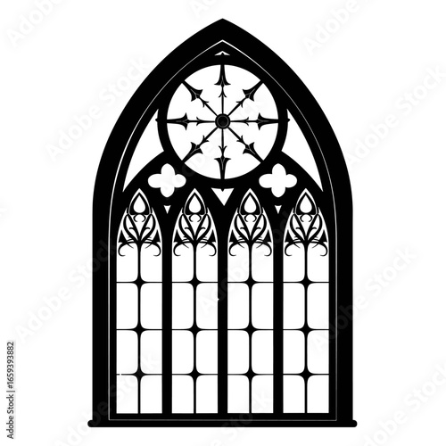 Gothic window architecture silhouette arched vector