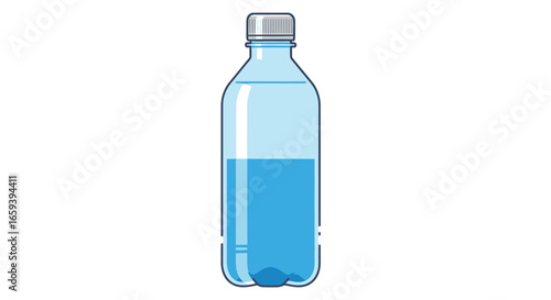 Plastic water bottle with blue liquid on an isolated white background displaying the importance of hydration for a healthy lifestyle