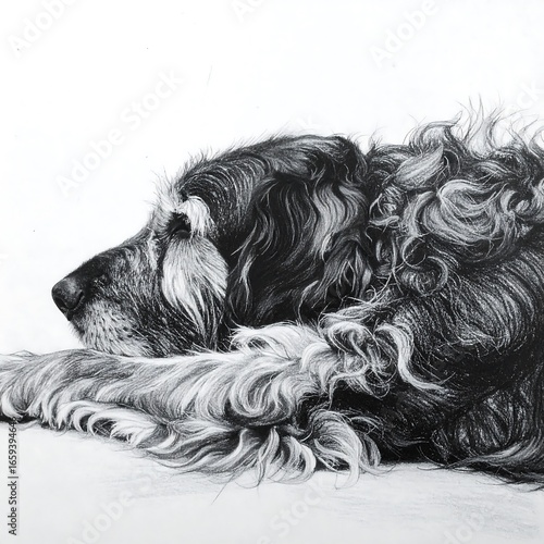 Wallpaper Mural A grayscale portrait of a resting dog Torontodigital.ca