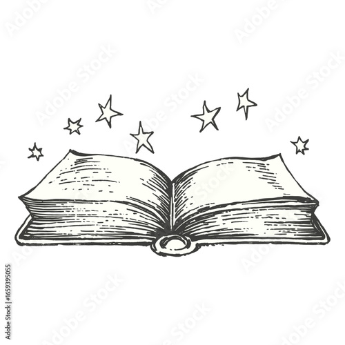 Opened book stars open illustration vector