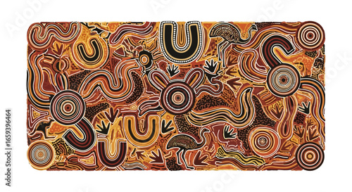 Dreamtime Pathways: An Abstract Tapestry of Aboriginal Narratives and Cultural Heritage Embedded in Earth Tones1
