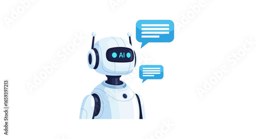 Friendly Chatbot with Speech Bubbles: Illustrating AI-Powered Communication and Futuristic Digital Assistance