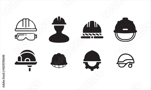 Set of construction helmet icons isolated on white background