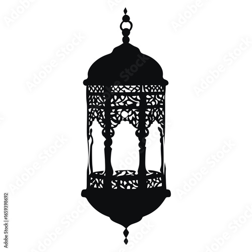 Arabic lantern silhouette black craftsmanship vector