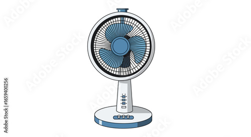 Stylized electric fan illustration for summer comfort and design possibilities that can be used in cooling and ventilation projects or any design