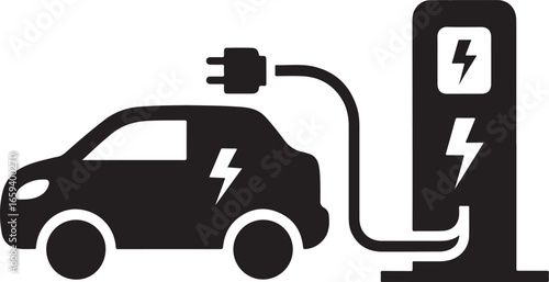 Electric Car Charging Station Icon – EV Plug Energy Power Symbol
