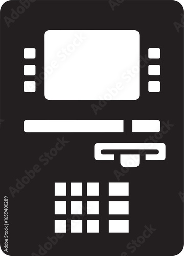 ATM Machine Icon – Automated Teller Banking Cash Withdrawal Symbol