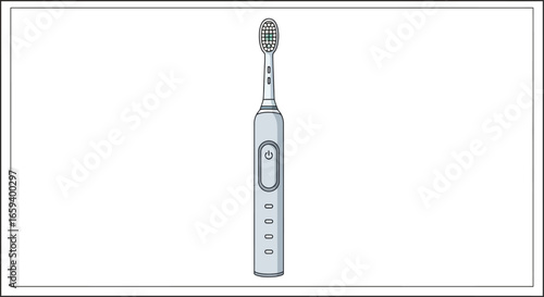 Electric toothbrush illustration showcasing modern oral hygiene appliance design and functionality for daily dental care routine promotion