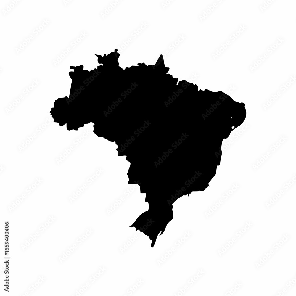 Fototapeta premium A black silhouette of the country of Brazil in South America map