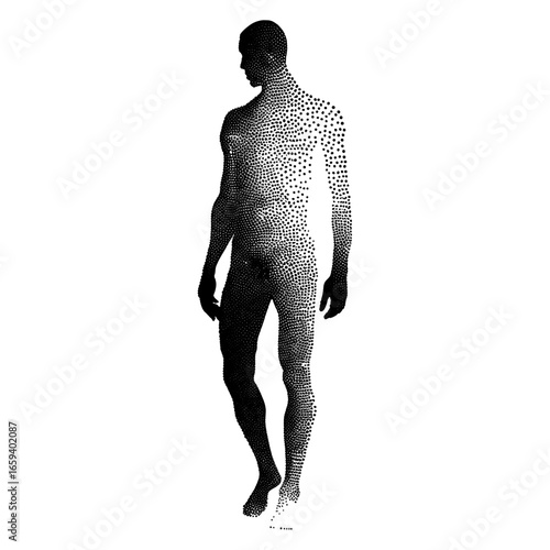 A simple full body human black white dots vector
