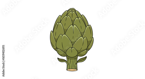 Delicate Artichoke Illustration: A Verdant Delight Evoking Natural Freshness and Culinary Allure with Detailed Green Petals and Organic Form for a