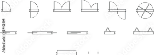 Set of Door icons, Editable Stroke, Architectural Floor Plan Symbols, interior design element, Vector, Blueprint
