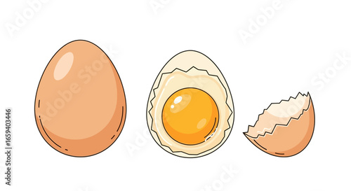 Eggcellent Culinary Journey: From Whole Egg to Delicious Cracked Yolk Delight, with Remaining Shell