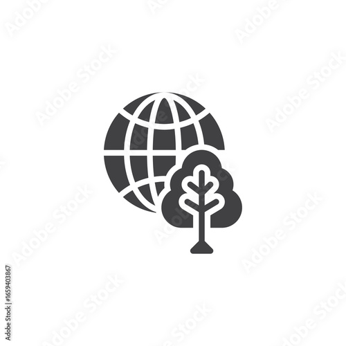 Earth globe tree solid icon