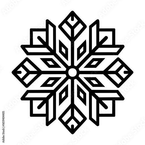 Geometric snowflake line art vector
