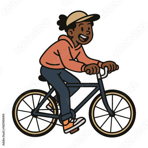 Happy person riding bicycle illustration vector