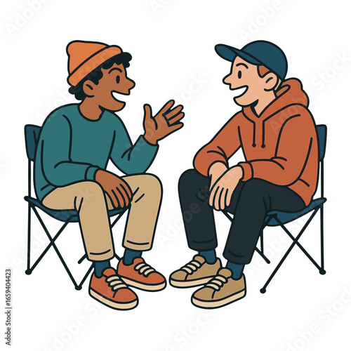Two friends animated discussion vector
