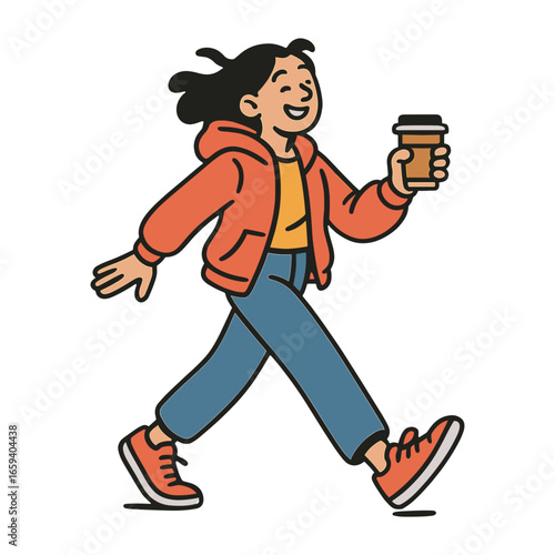 Happy cartoon character walking vector