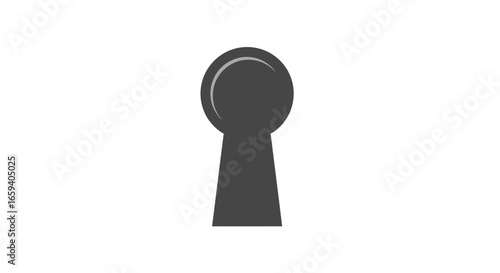 Minimalist grey keyhole illustration on a white background evoking mystery and intrigue as well as access and protection security measures concept 150
