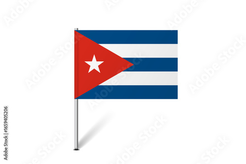 Cuba flag - map pin flag representing a country cultural identity and heritage. The essence of national pride and unity. Map pin flag stuck in a white background
