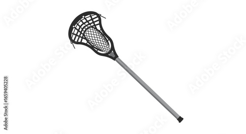 Isolated Lacrosse Stick on White Background, Symbolizing Sport and Recreation Equipment for Field Games, Designed with Grid Patterns
