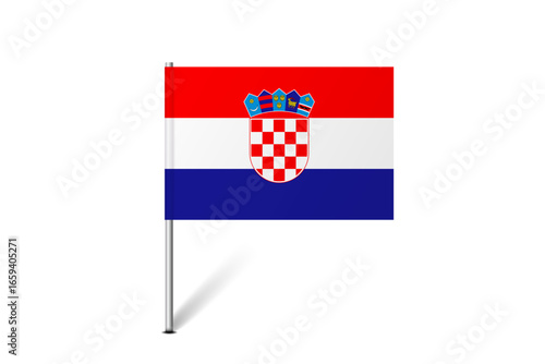 Croatia flag - map pin flag representing a country cultural identity and heritage. The essence of national pride and unity. Map pin flag stuck in a white background