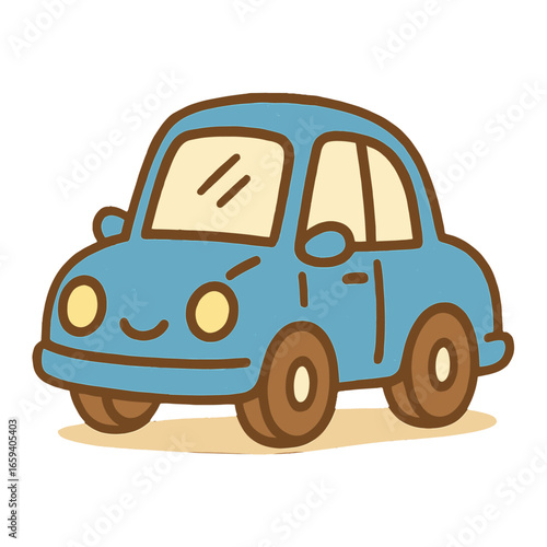 Cute cartoon blue car illustration vector