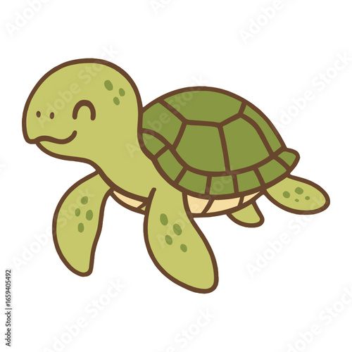 Cute smiling cartoon turtle illustration vector