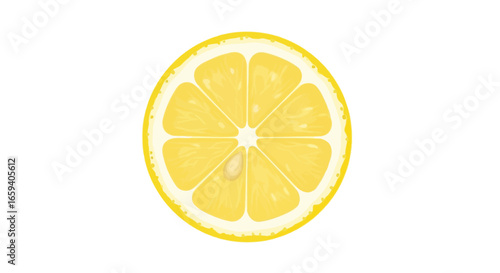 Vibrant citrus slice illustration displaying a juicy lemon half with segments and bright colors suitable for food and beverage visuals