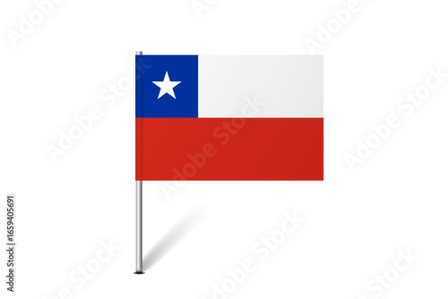 Chile flag - map pin flag representing a country cultural identity and heritage. The essence of national pride and unity. Map pin flag stuck in a white background