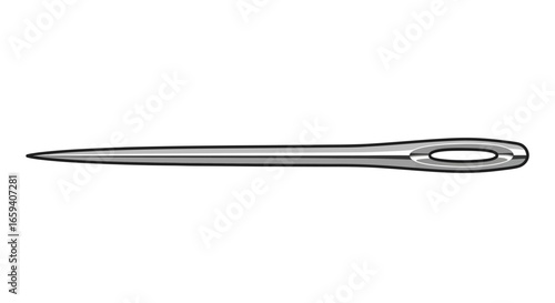 A Sleek Sewing Needle Isolated on White Background, an Essential Tool for Textile Crafting and Mending Projects or for Creative Embroidery Pursuits