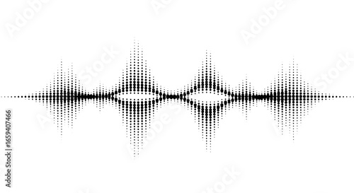 Dotted Audio Waveform Visualization: Abstract Sound Wave with Circular Dot Matrix Pattern