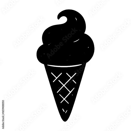 Minimalist ice cream cone silhouette vector