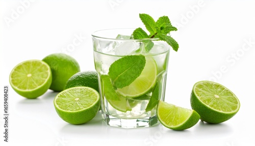 Wallpaper Mural Two lime-mint drinks with ice—surrounded by fresh limes; a crisp, vibrant tableau of summer refreshment and botanical zest. Torontodigital.ca