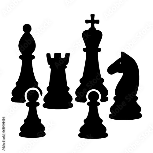 Silhouette chess pieces strategy vector